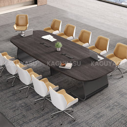 Executive Conference Table with Built-In Power Hub and Sculpted Stable Legs (In Stock)
