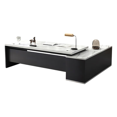 Modern Executive Desk with Cable Management, Side Storage & Privacy Panel for Home Office