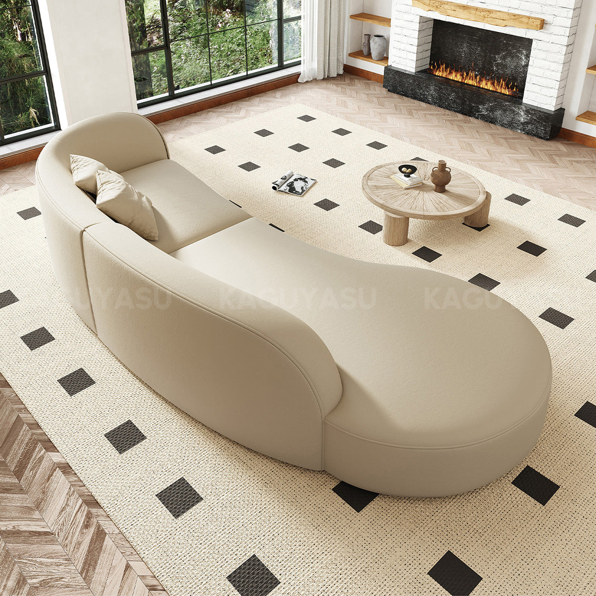 Minimalist Soft Curved Sofa with Single Armrest for Living Room SZ-SF-0003（In Stock）