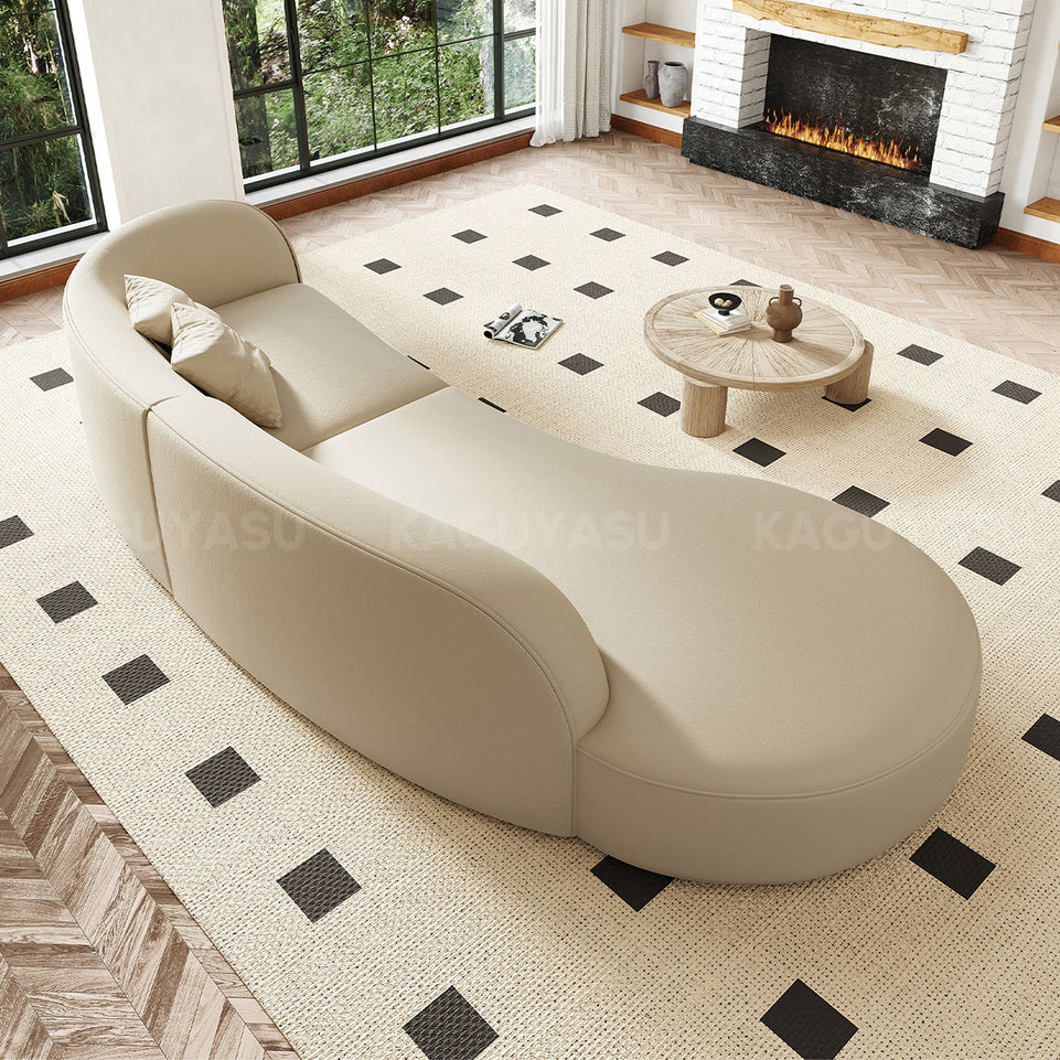 Minimalist Soft Curved Sofa with Single Armrest for Living Room SZ-SF-0003（In Stock）
