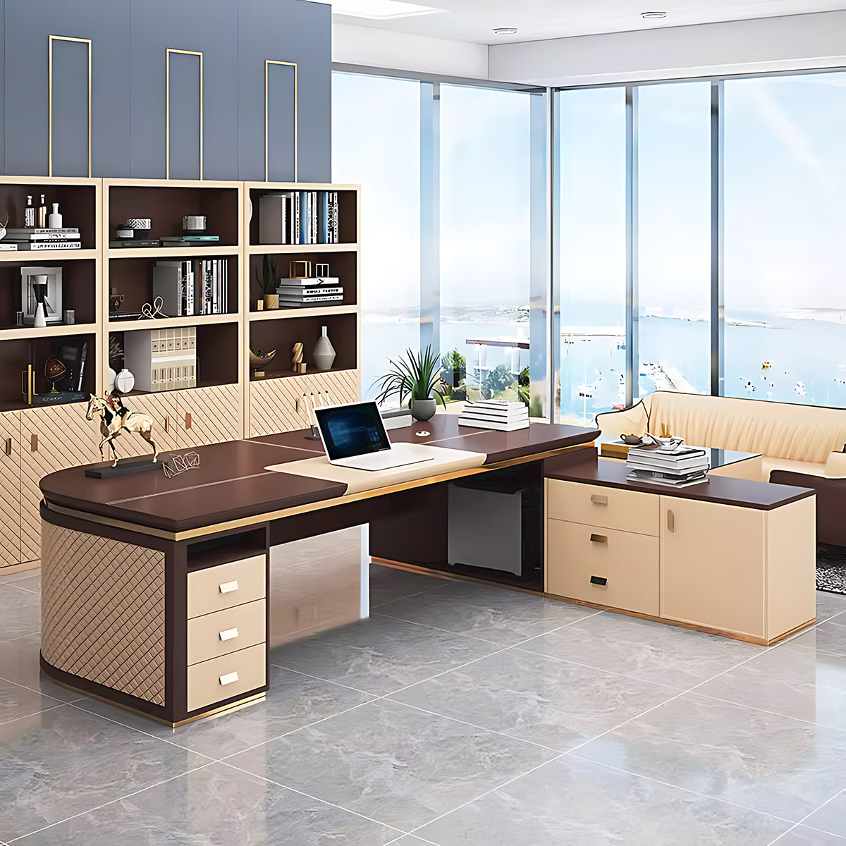 Classic Executive Desk 27–94 in Wide with File Drawers & Metal Base（Stock Items） (In Stock)