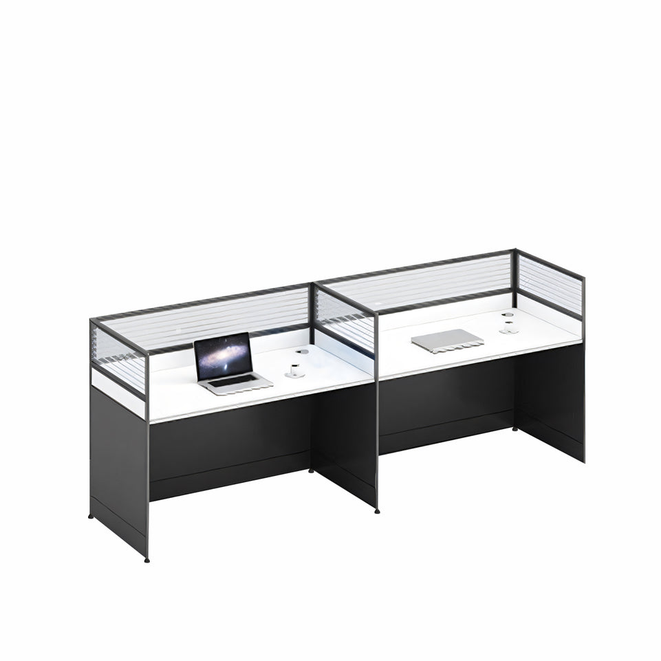 L-Shaped Office Desk and Chair Set with Screen, Modern Minimalist 4/6 Person Workstation BGZ-230