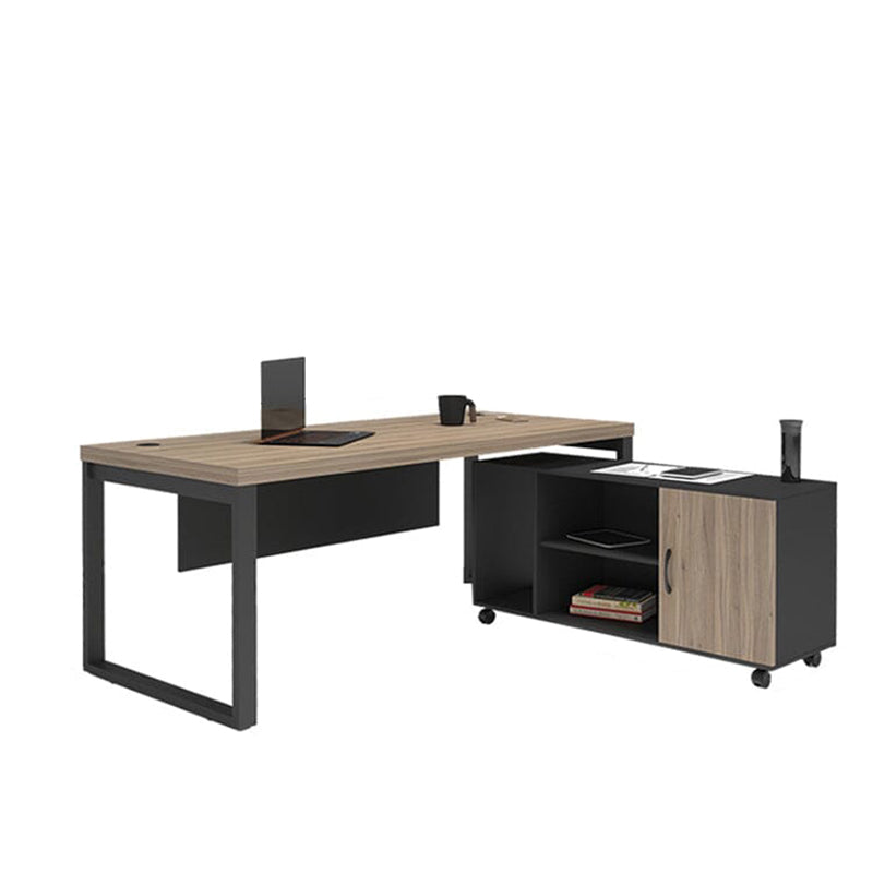 Natural Color modern Office Furniture Executive Desk L-Shape Corner Desk with Side Cabinet Customizable LBZ-1096