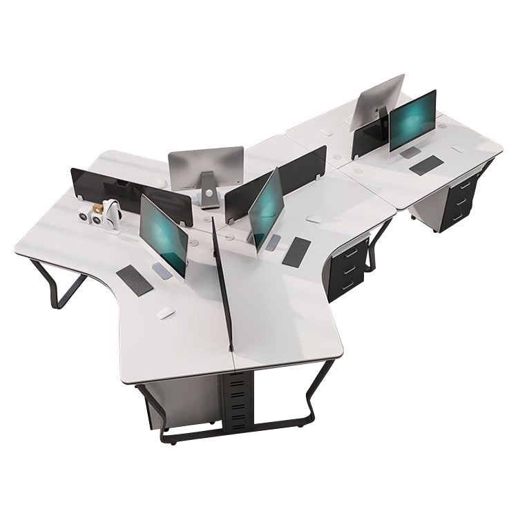 Minimalist Triangular Staff Desk Multiple Seats with Cabinet for Office BGZ-015