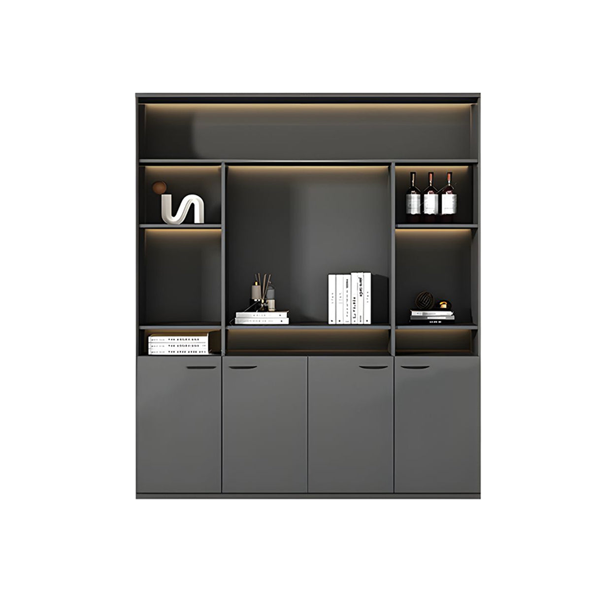 Elegant Executive File Cabinet, Solid Wood Office Background Cabinet, Archival Bookcase with Spacious Open Storage and Premium Hardware WJG-2109