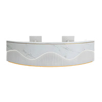 Curved Reception Counter with Keyboard Tray and Multiple Drawers for Salon and Clothing Store JDT-078