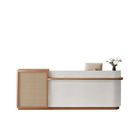 Natural Rattan Reception Desk Modern Office Furniture Storage Drawers JDT-2294