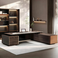 Modern L-Shaped Executive Desk with Side Cabinet for CEO Office LBZ-2283