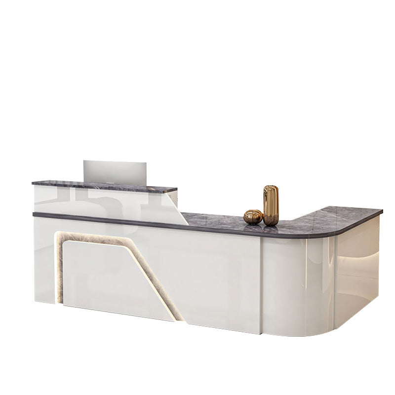 Jigsaw Design L-Shaped Reception Desk with Keyboard Tray and Drawers for Small Supermarkets JDT-1024