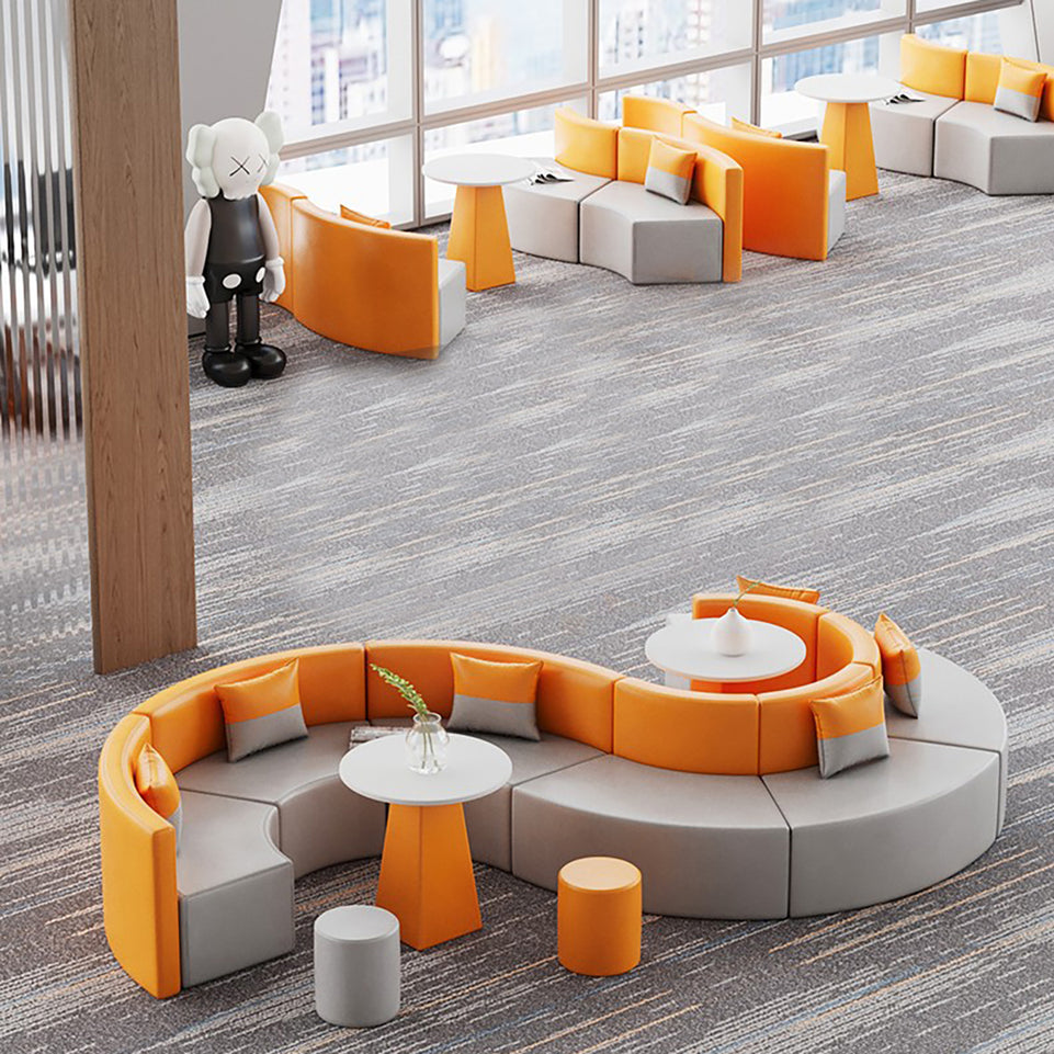 Creative Modular Faux Leather Curved Sofa for Office Lobby & Reception Area SFA-719