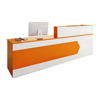 Color-Blocked Straight Reception Desk with Double-Layered Countertop and Lockable Drawer for Offices JDT-1046