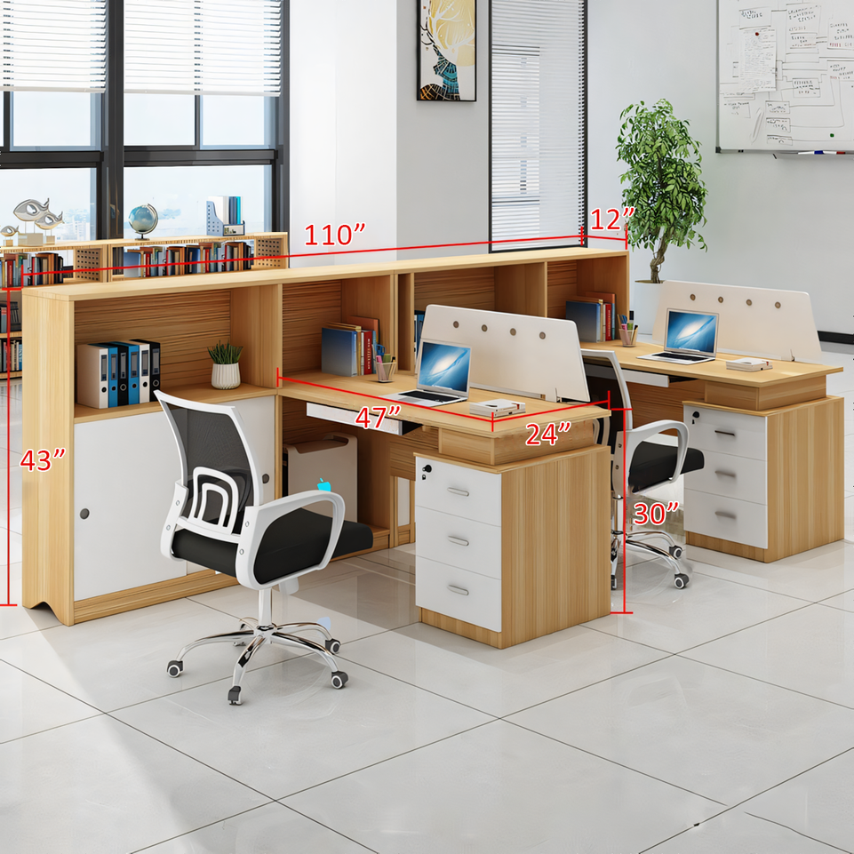 Modern Office Desk and Chair Set for Six with Partition Dividers BGZ-013