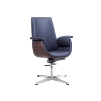 White Ergonomic Executive Adjustable Leather Office Chair with Wheels and Headrest LBY-M020