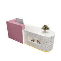 Color-Blocked Small Straight Reception Desk with Drawers and Keyboard Tray for Shops JDT-737