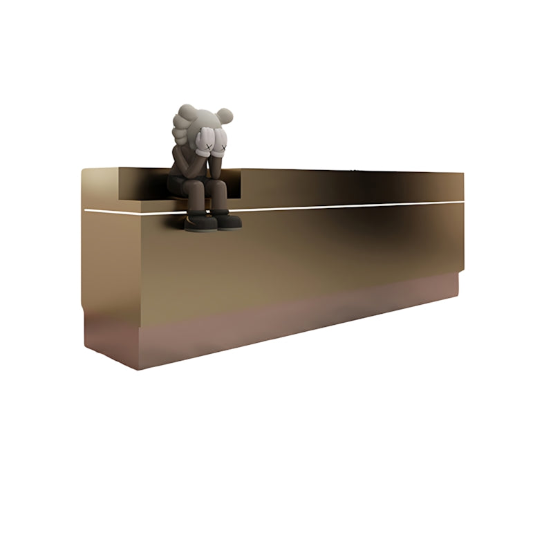 Color-Blocked Stainless Steel Front Desk with Keyboard Tray and 5 Drawers for Salon JDT-10163