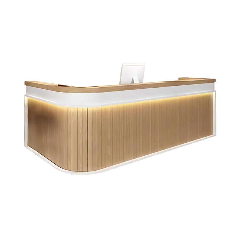 Striped L-Shaped Front Desk with Multi-Storage for Bars and BBQ Restaurants JDT-10114