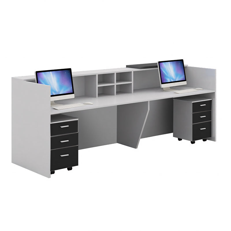 Color-Blocked Reception Desk with Compartments and Mobile Cabinet for Offices JDT-1096