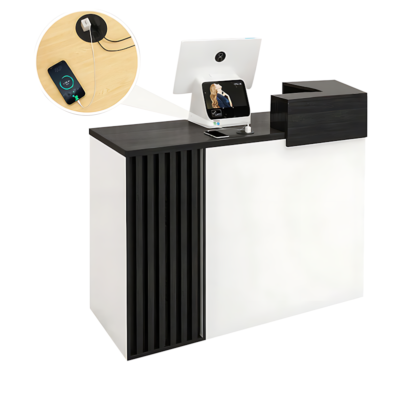 Small Reception Counter with Custom Logo and Lockable Drawer for Shop JDT-015