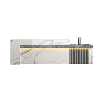 Retail Reception Desk 55-87 in Wide with Cable Management, Solid Wood & File Drawers