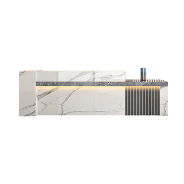 Retail Reception Desk 55-87 in Wide with Cable Management, Solid Wood & File Drawers