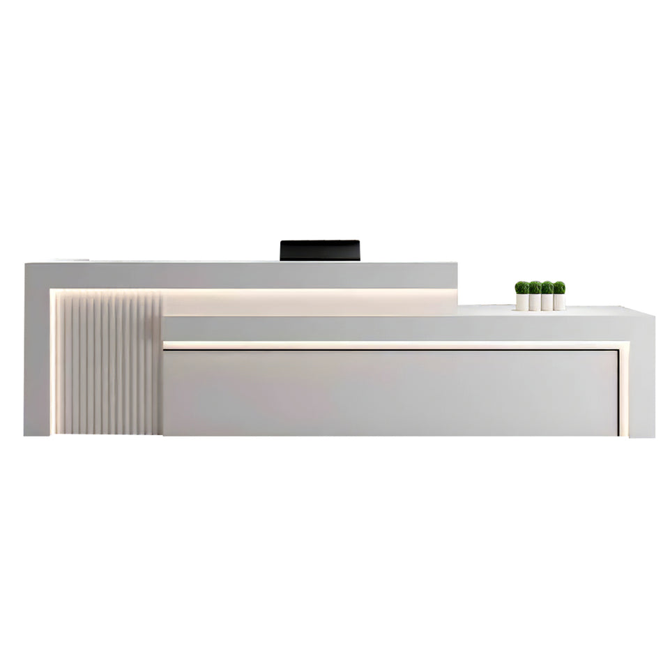 Salon Reception Desk 63-134 in Wide with LED Lighting & Transaction Counter for Salon