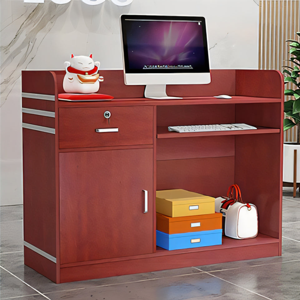 Small Straight Front Desk with Lockable Drawer and Keyboard Tray for Salon JDT-10109