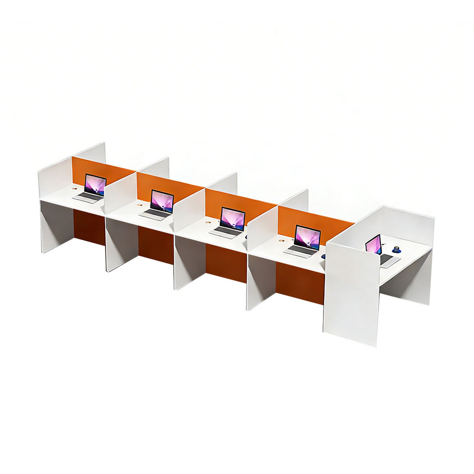 Modern Staff Office Desk with Privacy Dividers and Individual CPU Compartments BGZ-2099