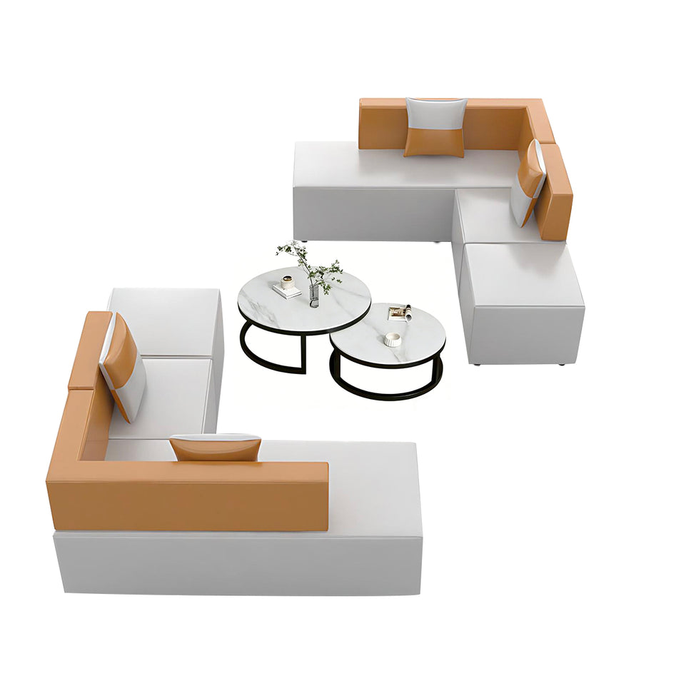 Premium Modular Leather Corner Sofa with High-Resilience Cushions for Office Lounges, Reception, and Meeting Areas JDZH-2080