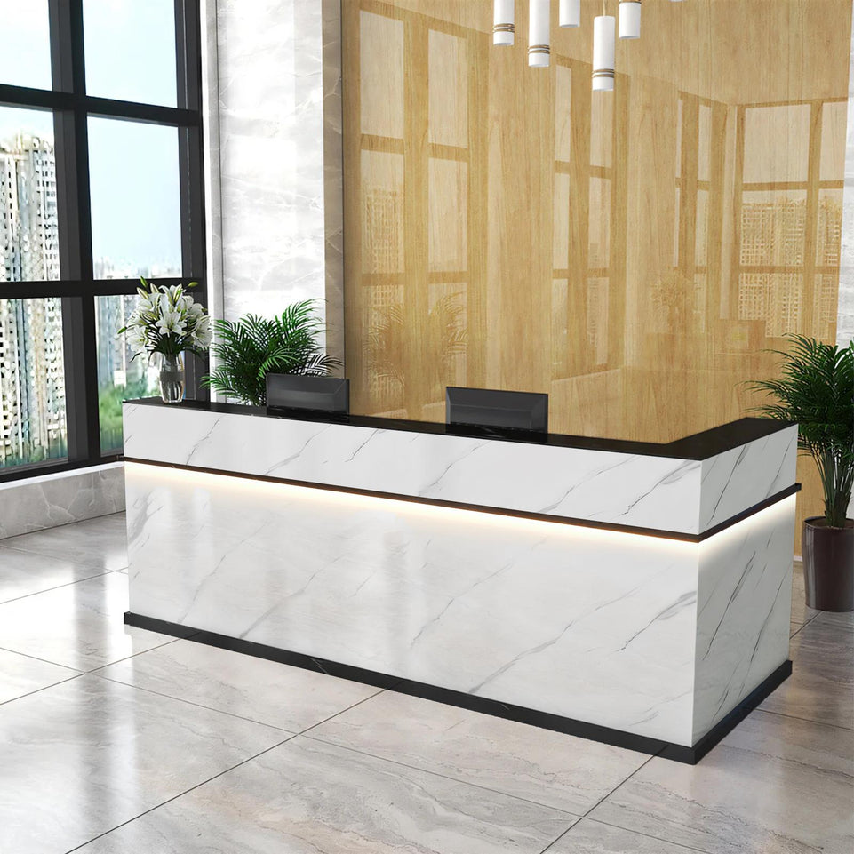 Compact Baked Paint Reception Desk with Keyboard Tray and Lockable Drawer for Offices JDT-1049