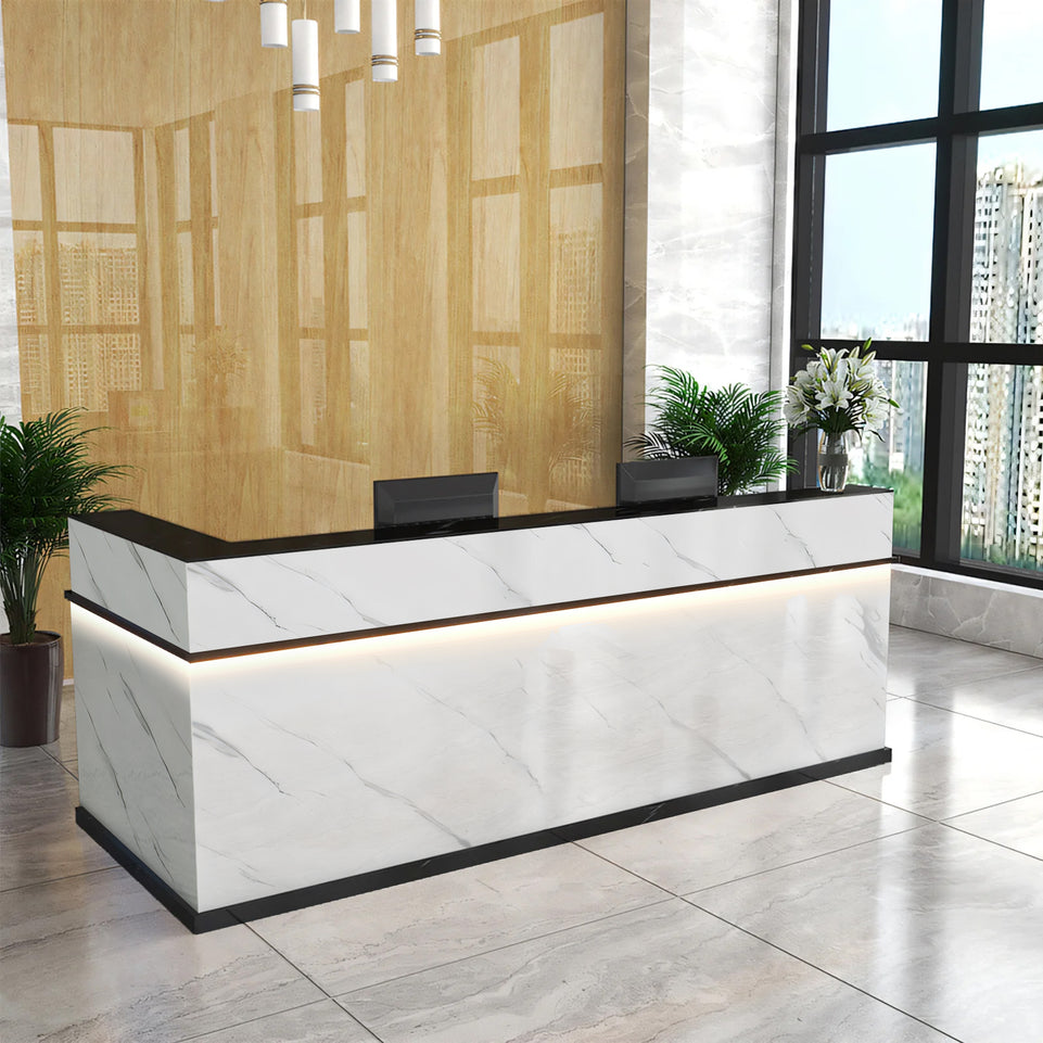 Compact Baked Paint Reception Desk with Keyboard Tray and Lockable Drawer for Offices JDT-1049