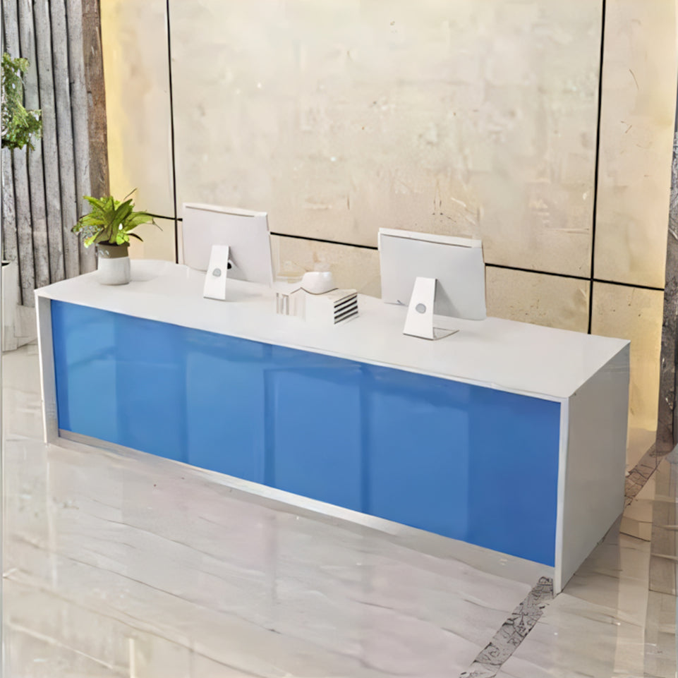 Minimalist Straight Reception Desk with Drawers and Storage Cabinet for Offices and Salons JDT-1092