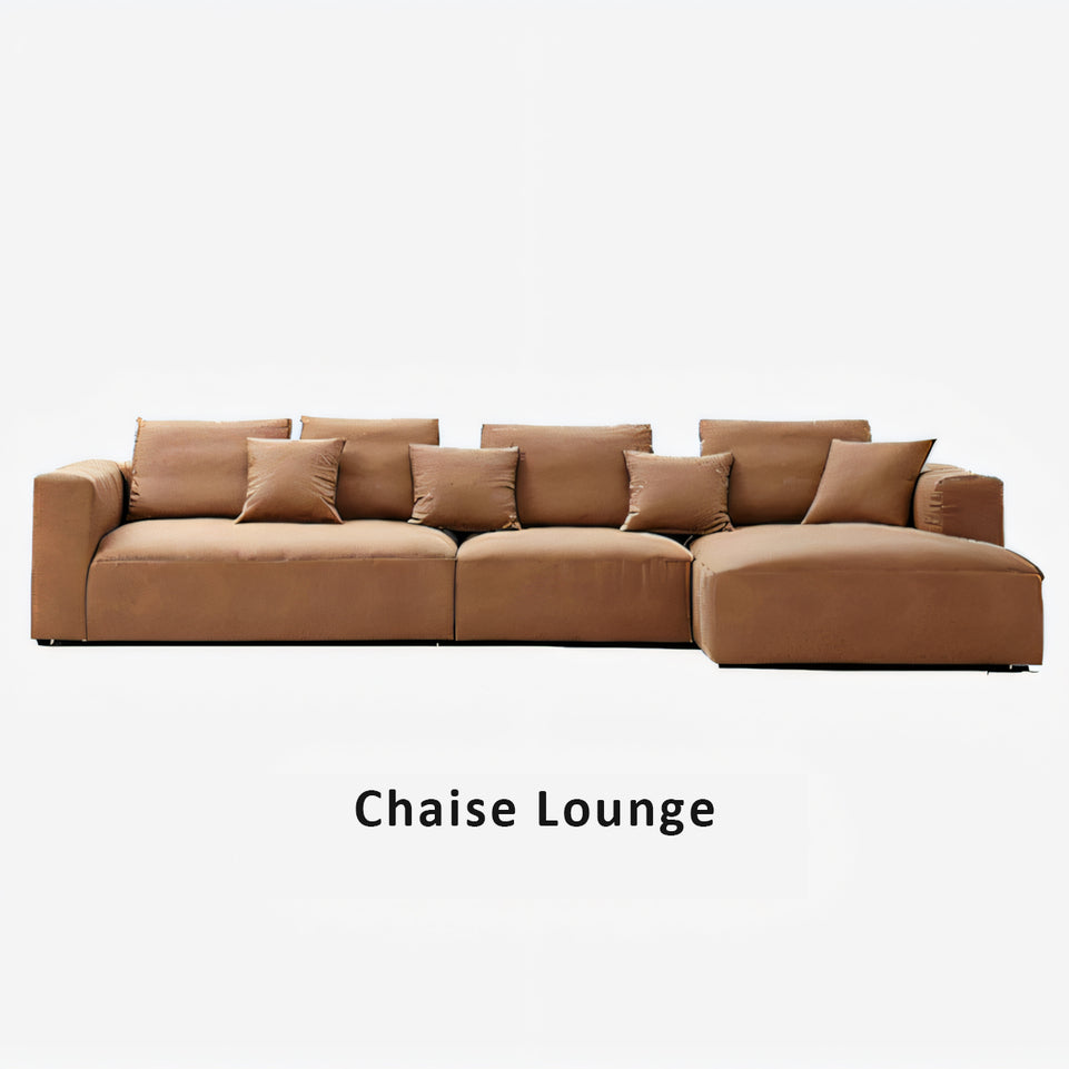 Italian Minimalist Tech Cloth Sofa Brown Chaise Lounge BSF-2005