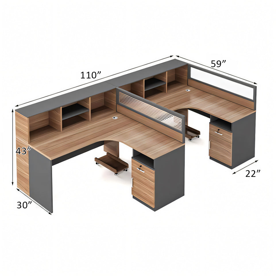 Modern Office Desk and Chair Set with Privacy Panels - Ideal for Workstations BGZ-227