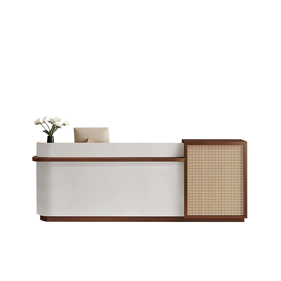 Natural Rattan Reception Desk Modern Office Furniture Storage Drawers JDT-2294