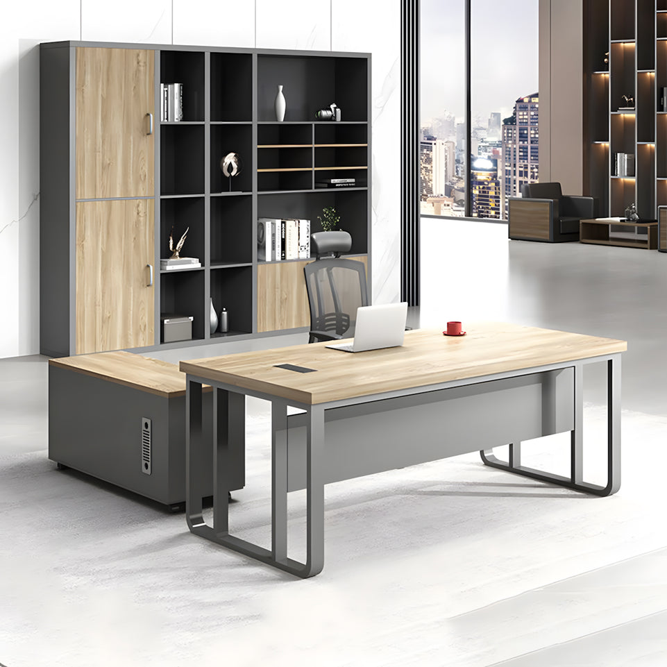 Executive Desk For Work Office Desk With side cabinet For PC With Vent Curtain Board with Wiring BOX LBZ-1073