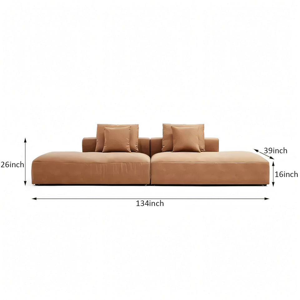 Italian Minimalist Tech Cloth Sofa Brown Chaise Lounge BSF-2005