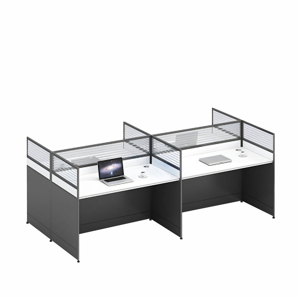 L-Shaped Office Desk and Chair Set with Screen, Modern Minimalist 4/6 Person Workstation BGZ-230