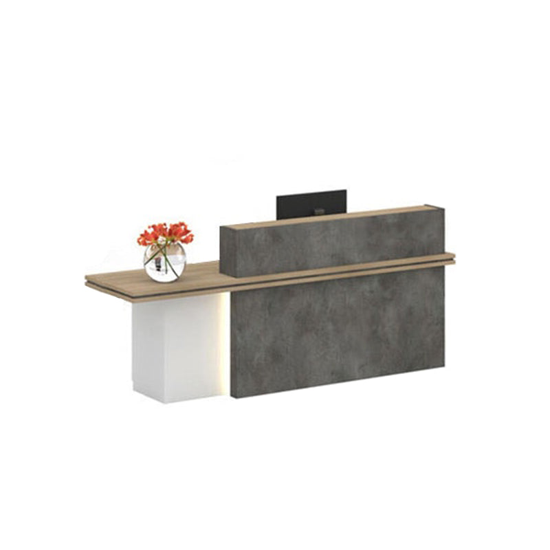 Segmented Design Straight Front Desk with Compartments and Lockable Cabinet for Hotels and Offices JDT-10100