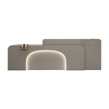 Curved Reception Desk 47-150 in Wide with LED Lighting, Keyboard Tray & File Drawers