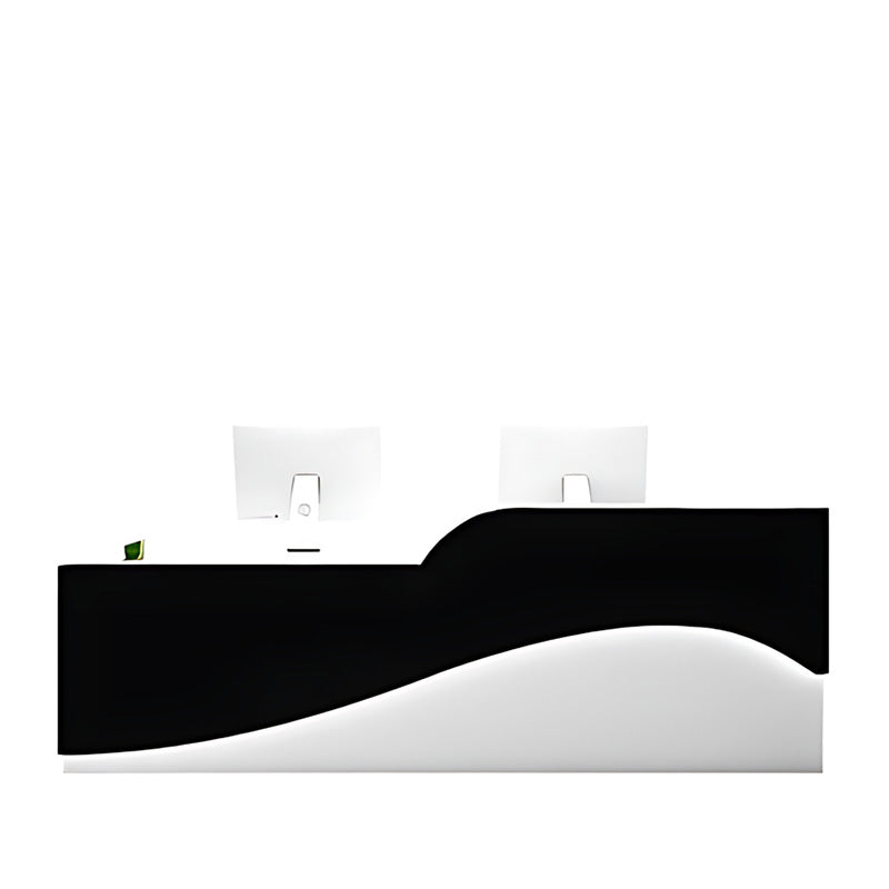 Color-Blocked Curved Front Desk with CPU Holder and Keyboard Tray for Reception JDT-10110