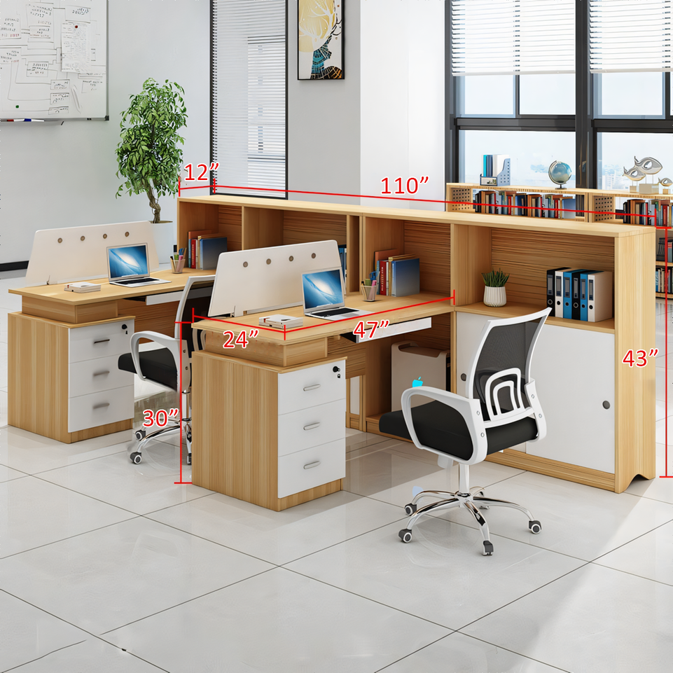 Modern Office Desk and Chair Set for Six with Partition Dividers BGZ-013