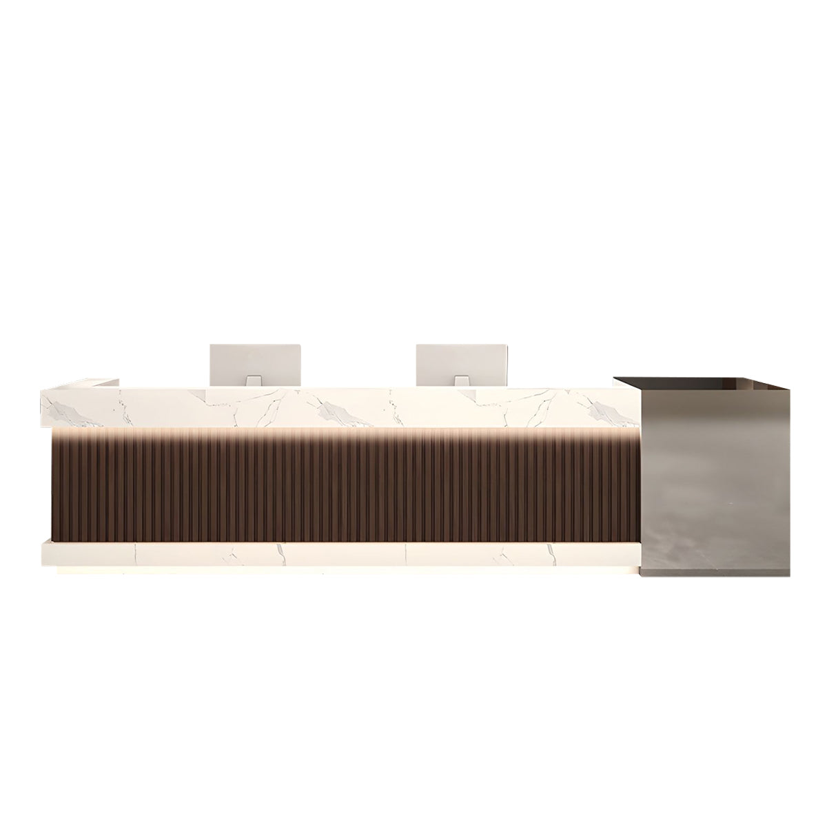 Striped Color-Blocked Front Desk with 7 Drawers and 5 Storage Cabinets for Office JDT-076