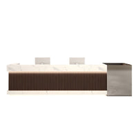 Striped Color-Blocked Front Desk with 7 Drawers and 5 Storage Cabinets for Office JDT-076