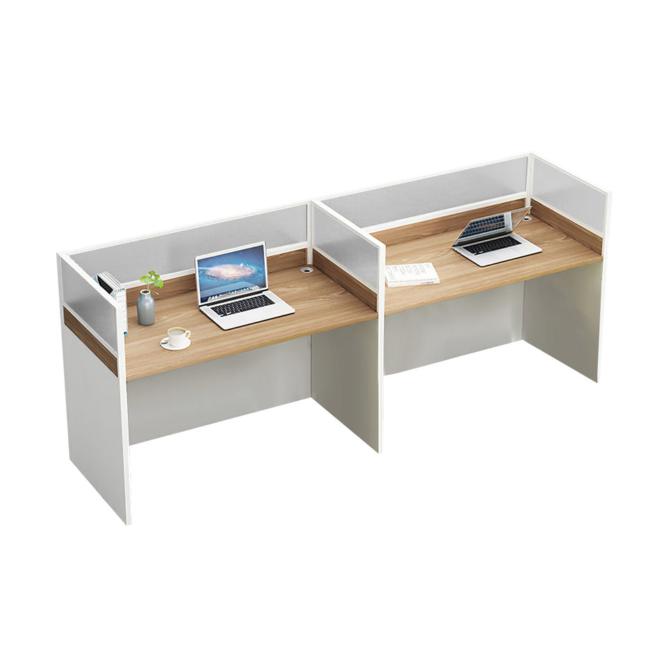 L-Shaped Office Desk with Privacy Panel, Glass Top & File Drawers for Home Office