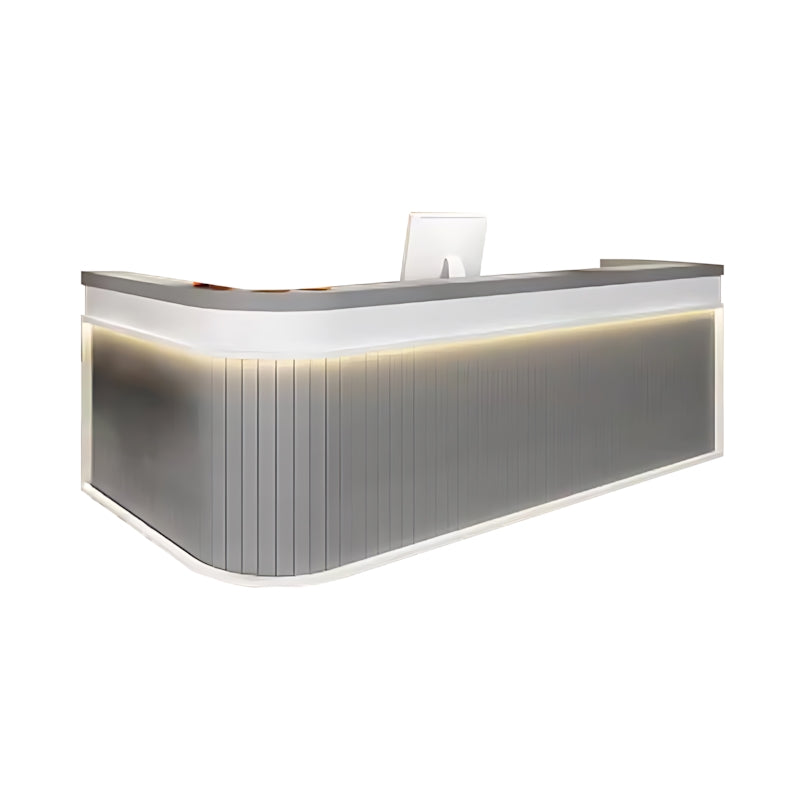 Striped L-Shaped Front Desk with Multi-Storage for Bars and BBQ Restaurants JDT-10114