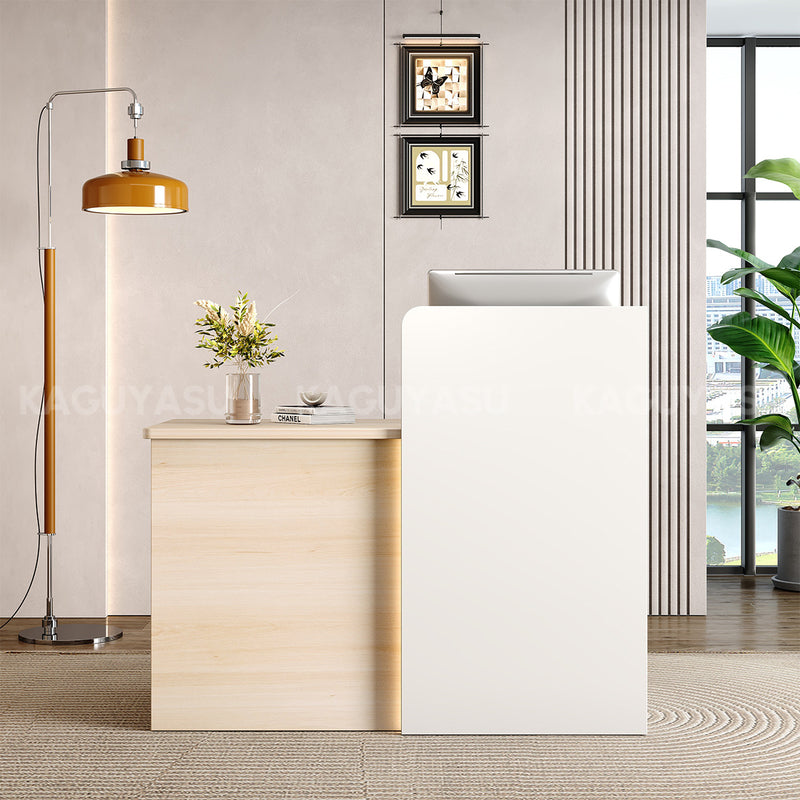 Salon Reception Desk 47 in Wide with Cable Management, Lockable & Solid Wood for Salon
