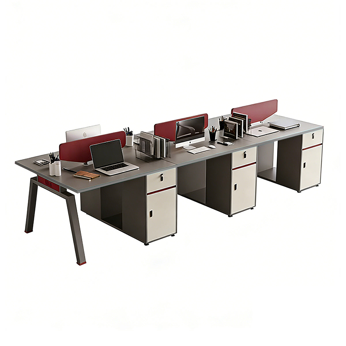 Office Desk, Six-person seat West Coast Stock, L142" x W47" x H30", for executive office workspace, modern executive office furniture
