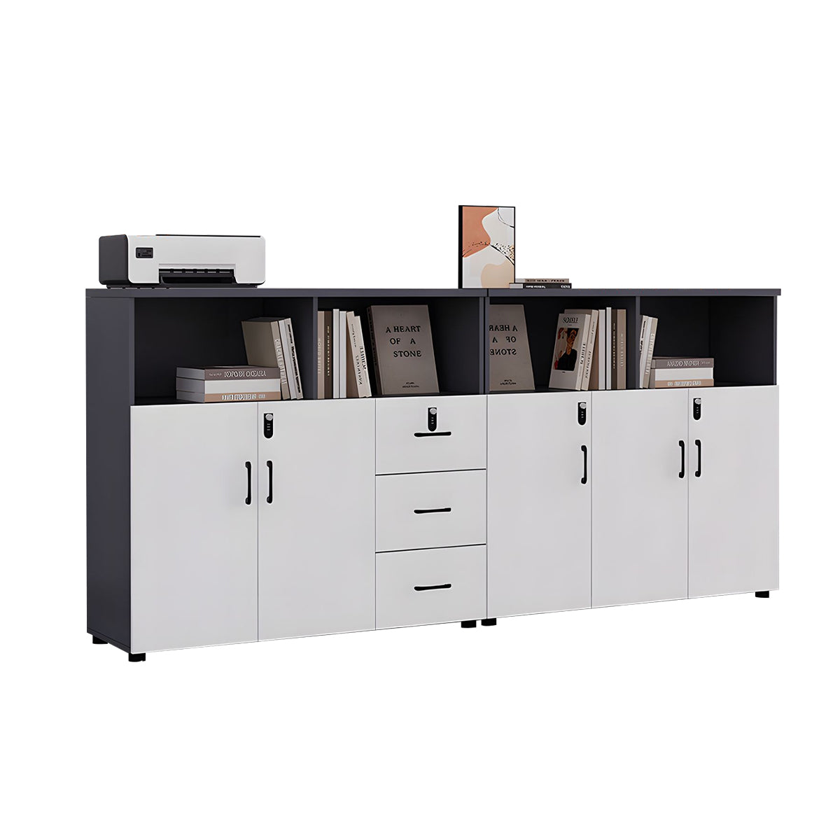 Stylish Lockable Wooden File Cabinet with Multi-Compartment Storage for Workspace CWG-2164