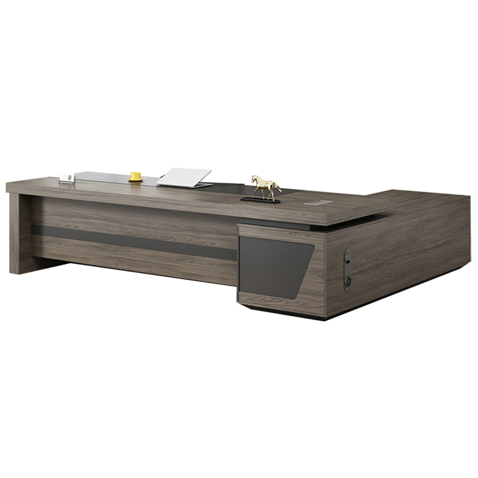 Modern L-Shaped Executive Desk with Drawers and Cabinet LBZ-2091