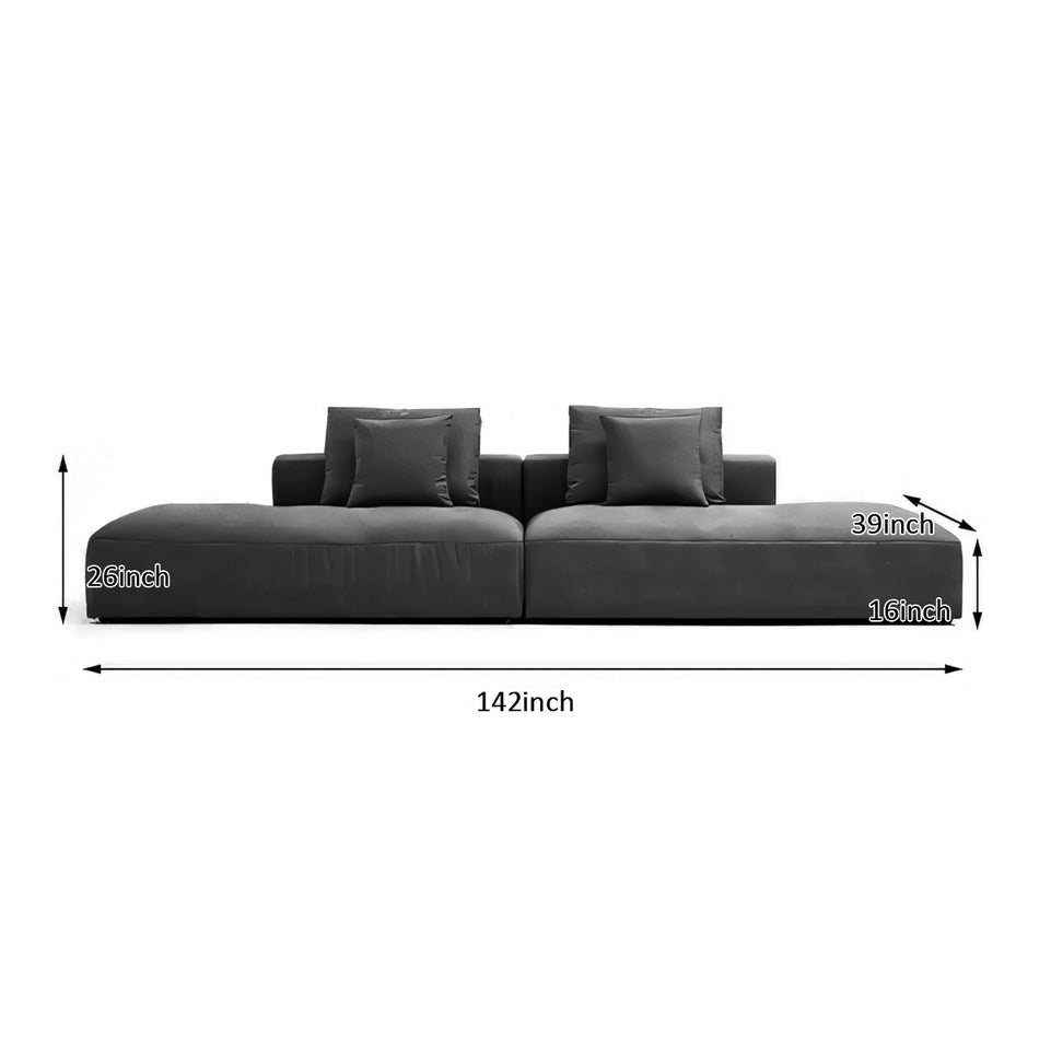 Italian Minimalist Tech Cloth Sofa Brown Chaise Lounge BSF-2005